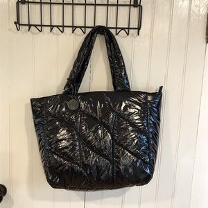Vince Camuto Shiny Black Puffer bag